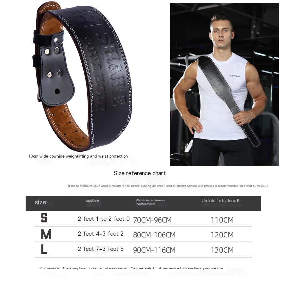 Leather Weightlifting Belt for Men & Women, Adjustable