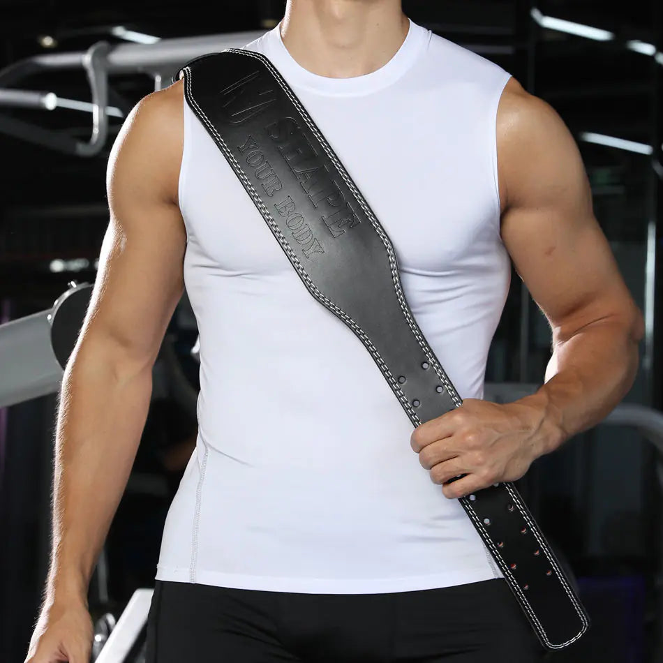 Leather Weightlifting Belt for Men & Women, Adjustable