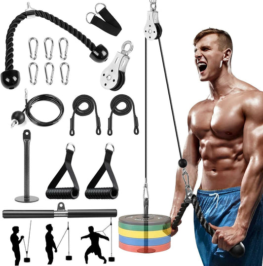Weight Cable Pulley System Gym, DIY Home Gym Fitness Pulley Cable